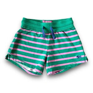 Mini Boden Green and Pink Striped Kids Shorts